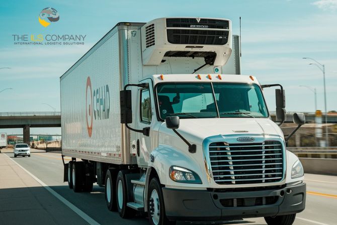 Temperature-controlled truck transporting perishable foods across the U.S.–Mexico border