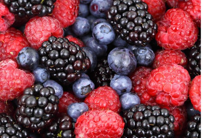 Mixed berries including raspberries, blueberries, and blackberries—growing fast in the perishable foods list for U.S.–Mexico trade