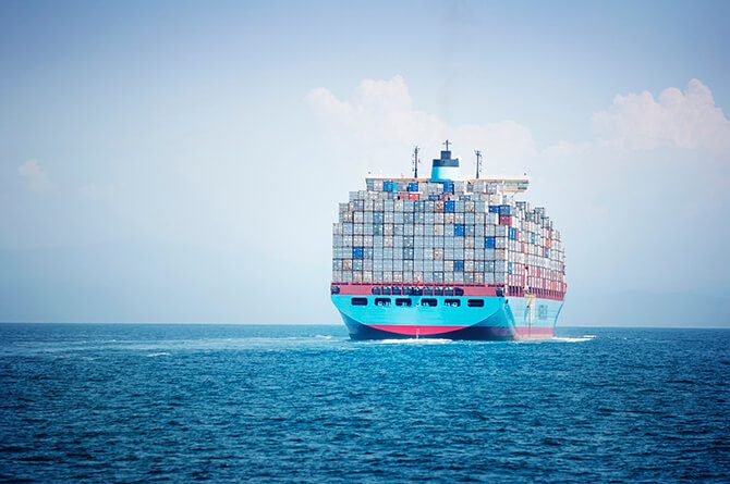 Container ship loaded with cargo