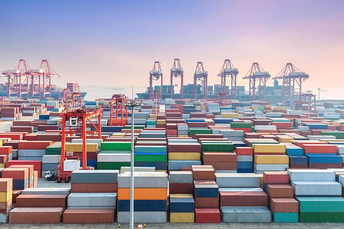Shanghai container terminal representing ocean freight services