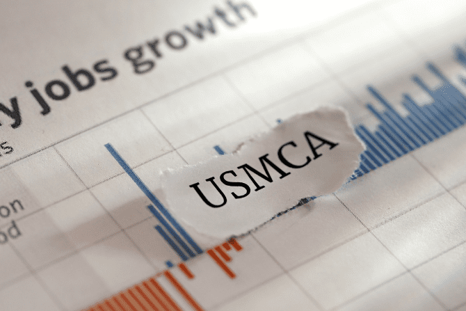 a chart with the words USMCA symbolizing U.S. Trade with Mexico